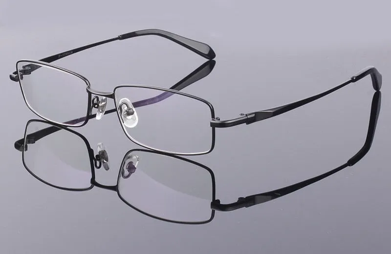 Hotony Men's Full Rim Square Titanium Alloy Frame Eyeglasses L9867