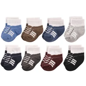 Hudson Baby Cotton Rich Newborn and Terry Socks, Sneaker Navy Gray