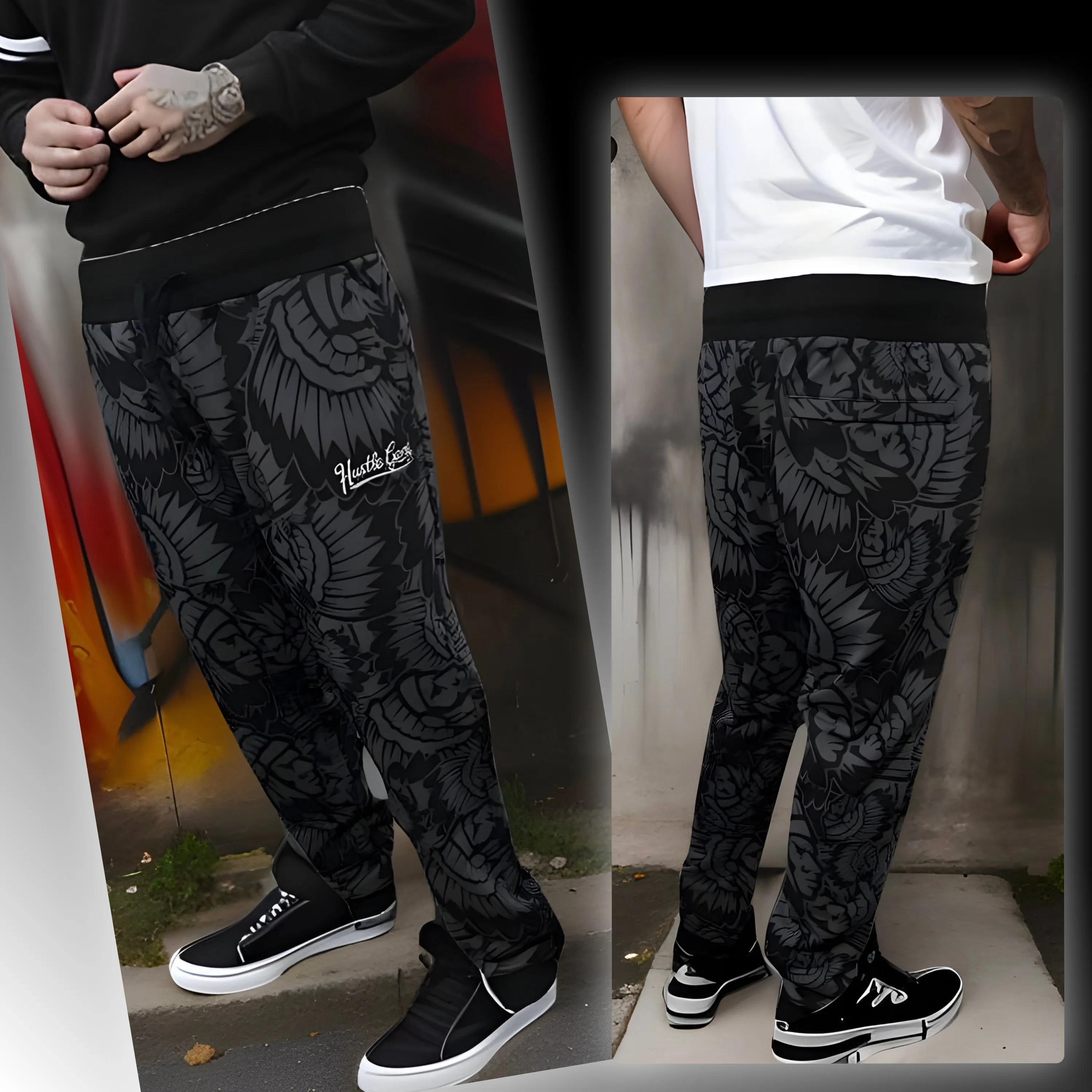 ^HUSTLE GANG^ (BLACK) ~PROMINENT~ KNIT SWEATPANTS