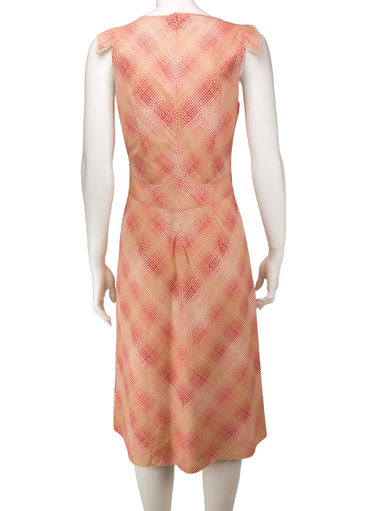 J. Crew, Chevron Plaid Printed Midi Dress, Coral, Size 4