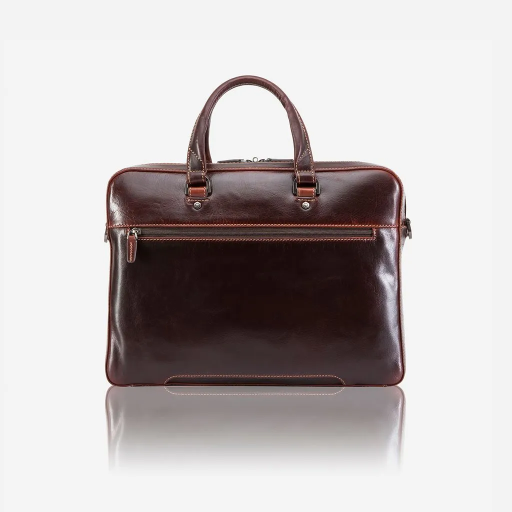 Jekyll & Hide Oxford Slim Zip Top Briefcase, Tobacco