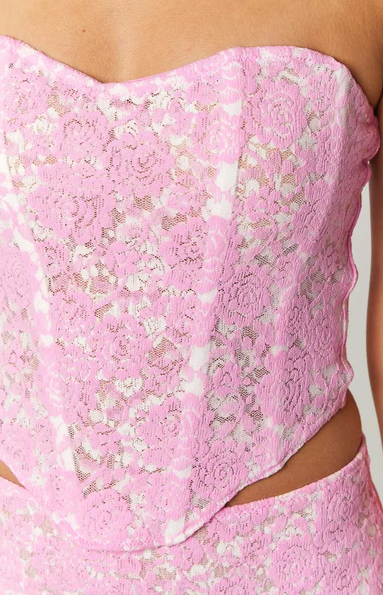 Jem Pink Lace Corset Top