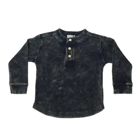 🎁Kids Long Sleeve Thermal Henley Shirt - Black