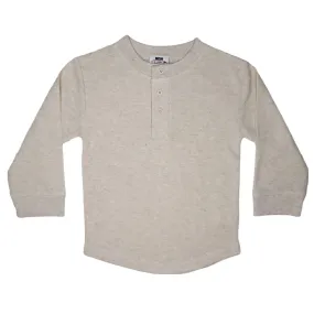 Kids Long Sleeve Thermal Henley Shirt - Oatmeal