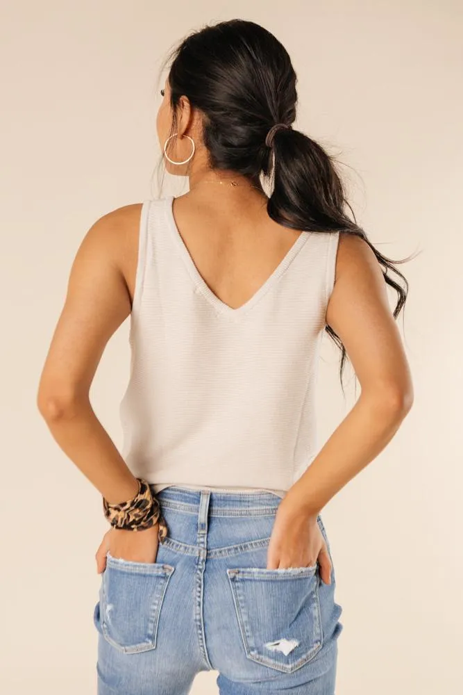 Knot Over It Cropped Tank in Ivory