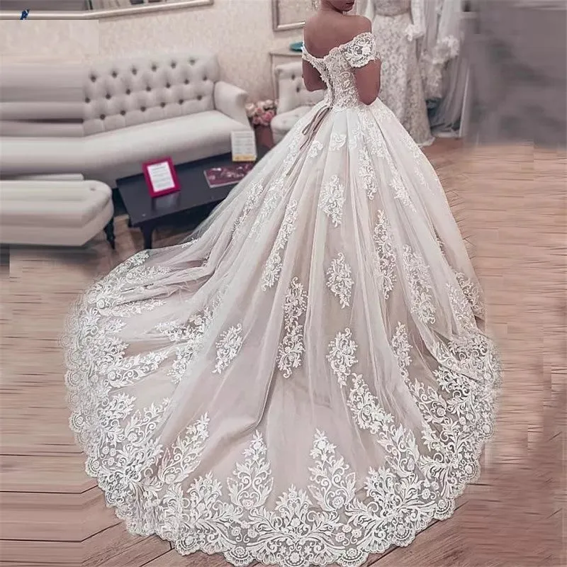 Lace Off Shoulder Ball Wedding Gowns All Sizes/Colors