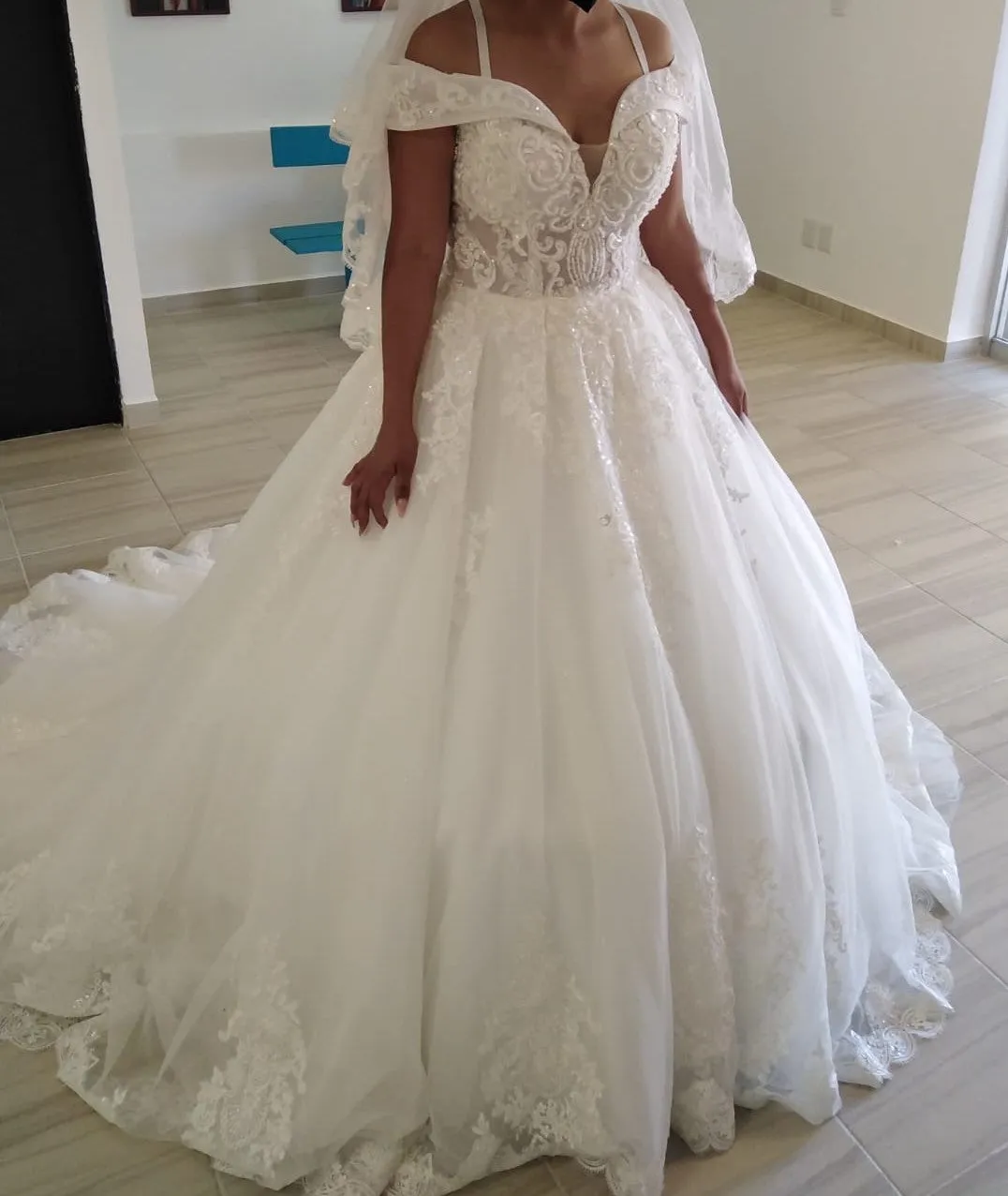 Lace/Tulle Off Shoulder Ball Wedding Gown All Sizes/Colors