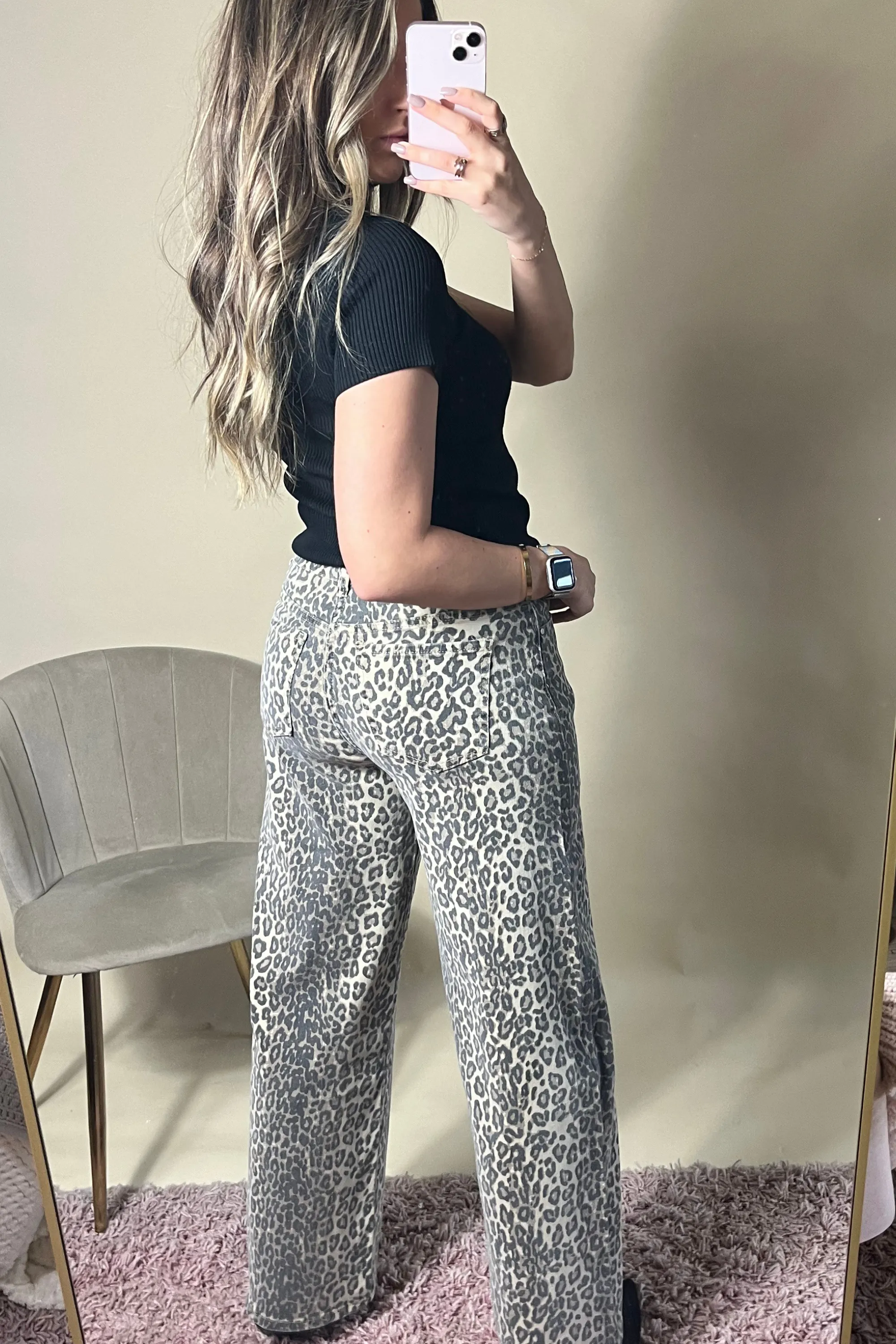 Leopard print jeans