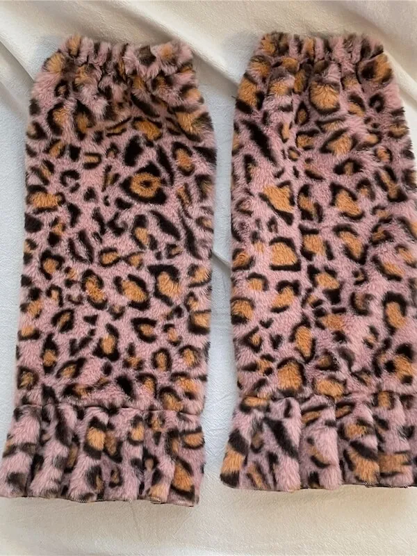 Leopard y2k faux fur leg warmers