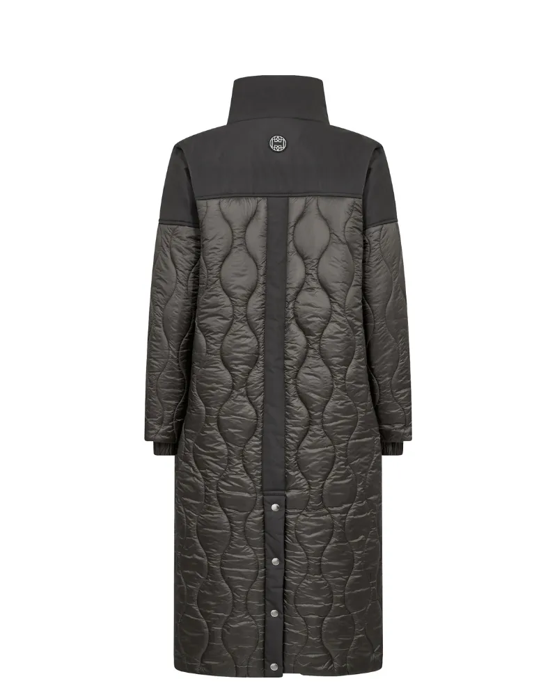 Levete Room Holly Long Black Olive Quilted Jacket