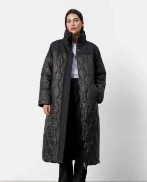 Levete Room Holly Long Black Olive Quilted Jacket