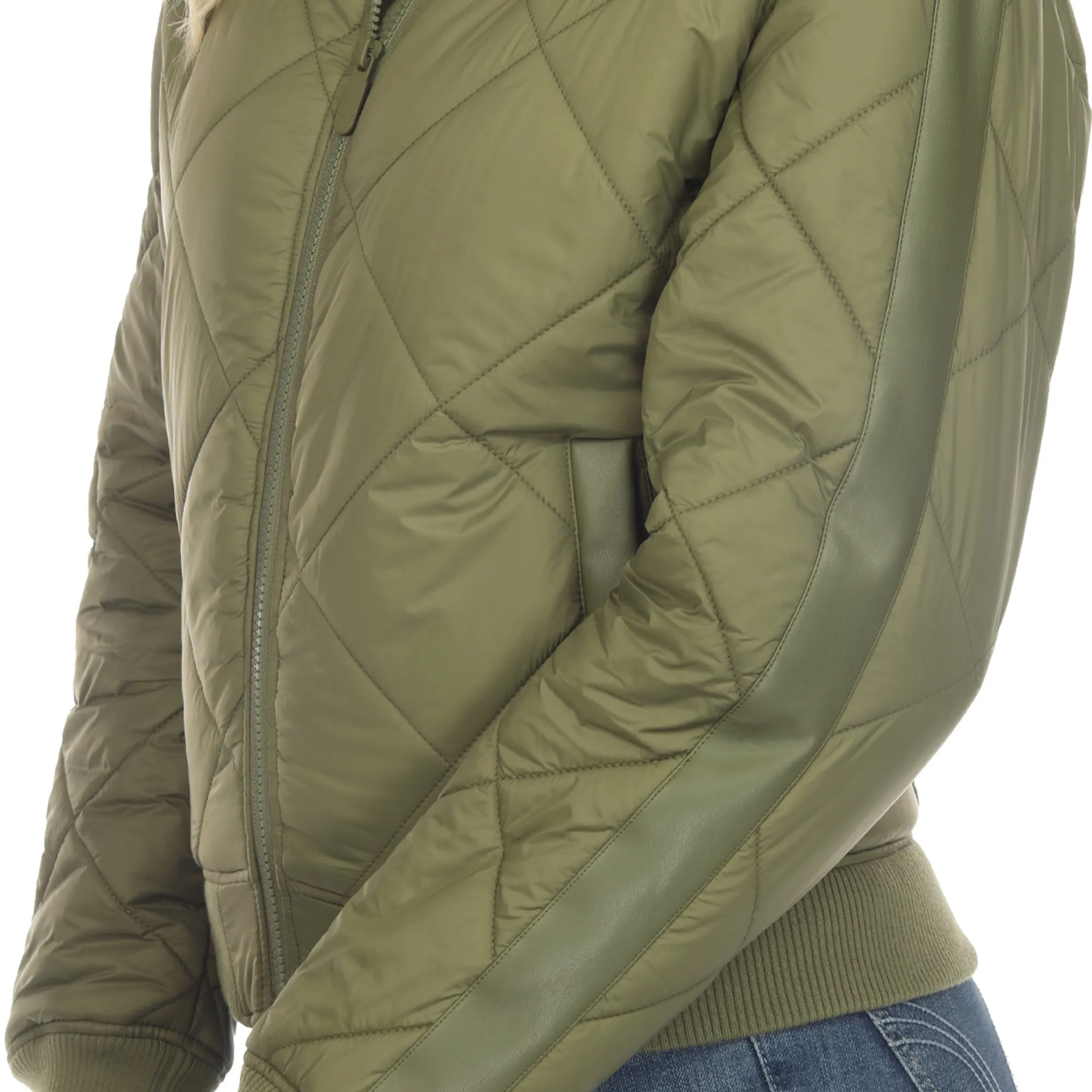 Lightweight Diamond Quilted Puffer Bomber Jacket