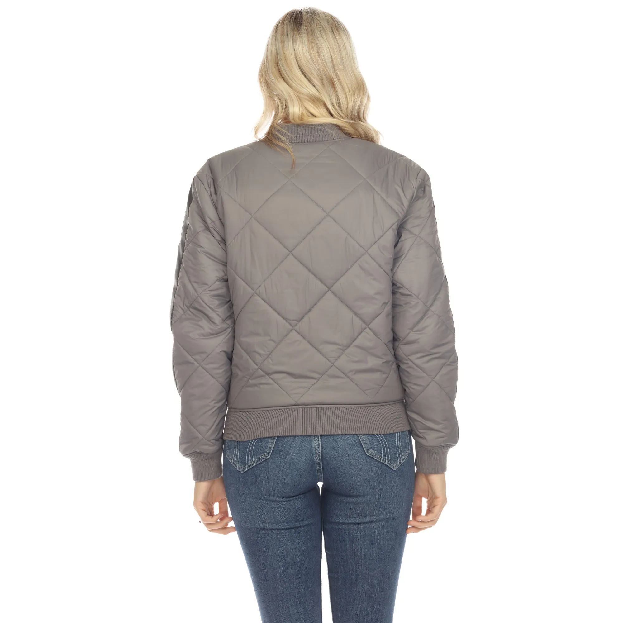 Lightweight Diamond Quilted Puffer Bomber Jacket