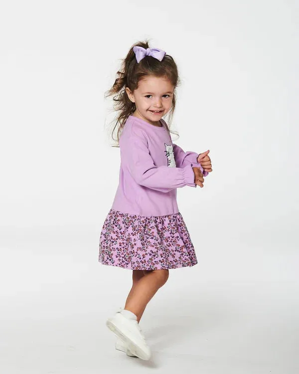 Lilac Mini Flowers Skirted Dress