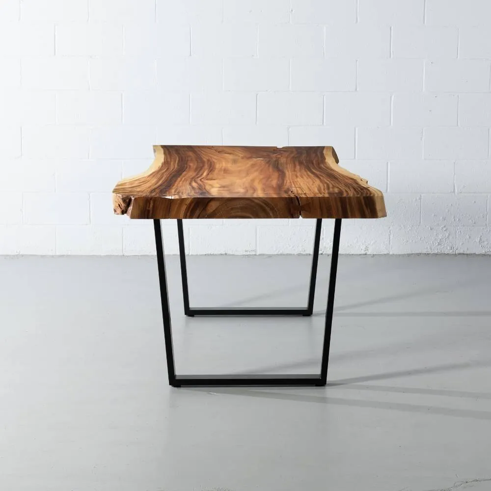 Live Edge Suar Table with Black U Shaped Legs/Natural Finish