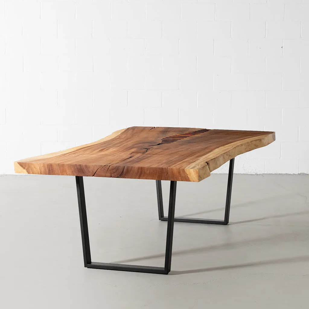 Live Edge Suar Table with Black U Shaped Legs/Natural Finish