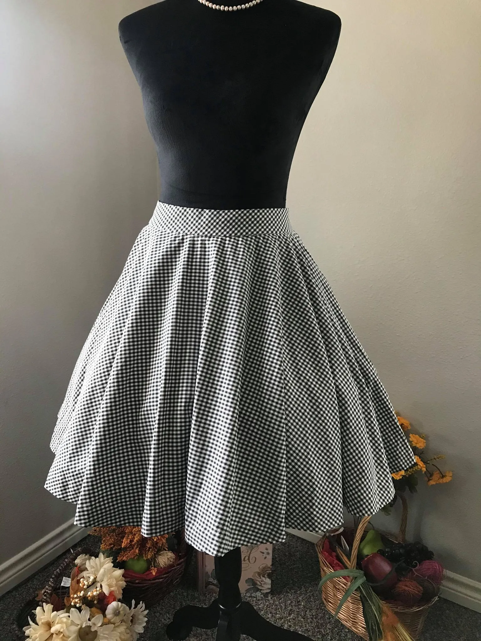 Lolita skirt Black Checkered Gingham XS, S, M