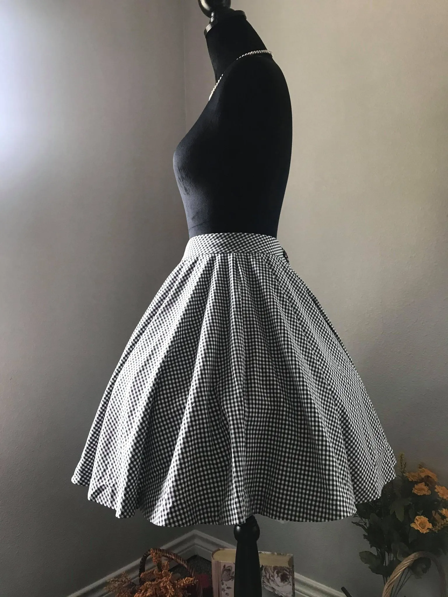 Lolita skirt Black Checkered Gingham XS, S, M