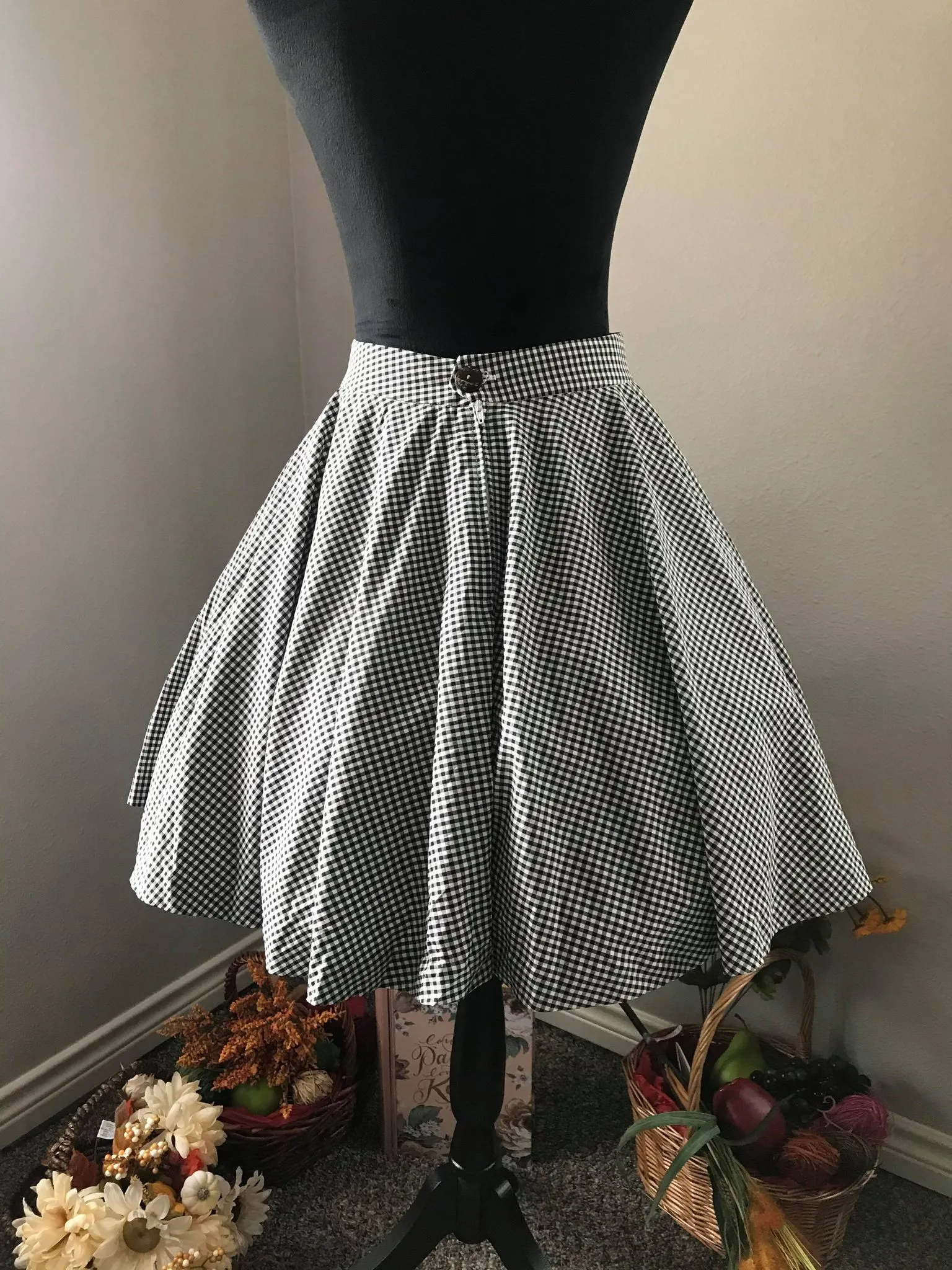 Lolita skirt Black Checkered Gingham XS, S, M