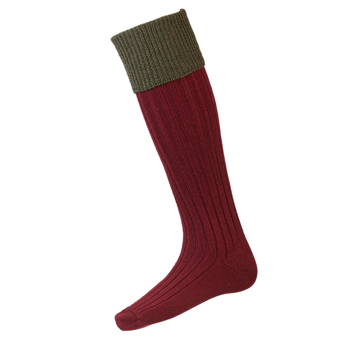 Lomond Sock - Burgundy/Spruce by House of Cheviot