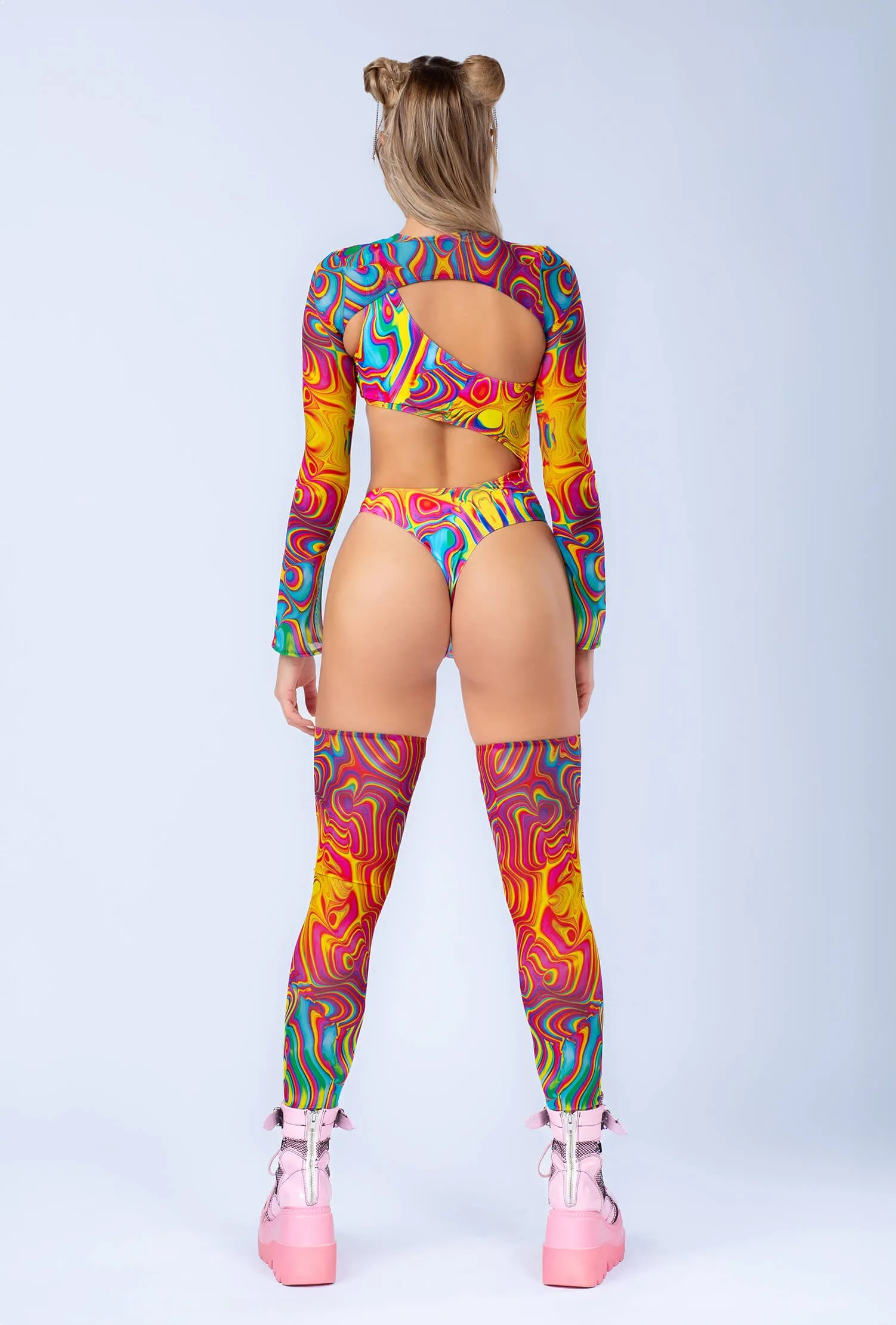 Lovestoned Asymmetrical Bodysuit & Shrug Set