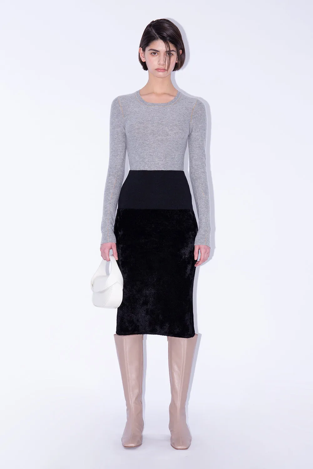 Lucille Skirt Black Velvet Knit