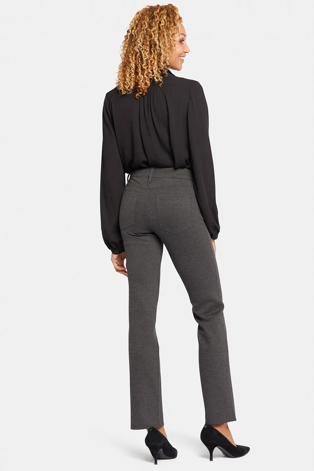 Marilyn Straight Pants In Petite - Charcoal Heathered