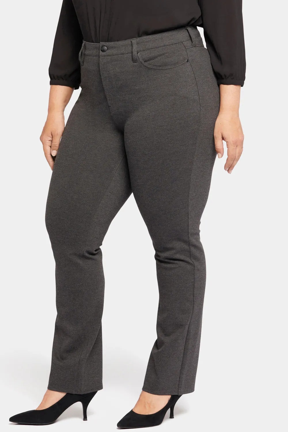 Marilyn Straight Pants In Plus Size - Charcoal Heathered