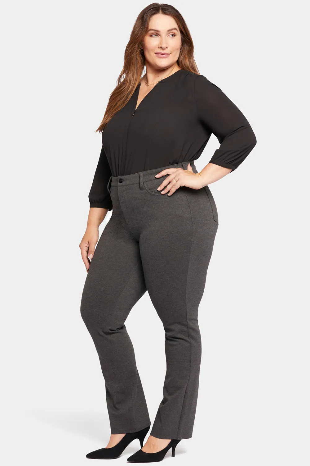 Marilyn Straight Pants In Plus Size - Charcoal Heathered