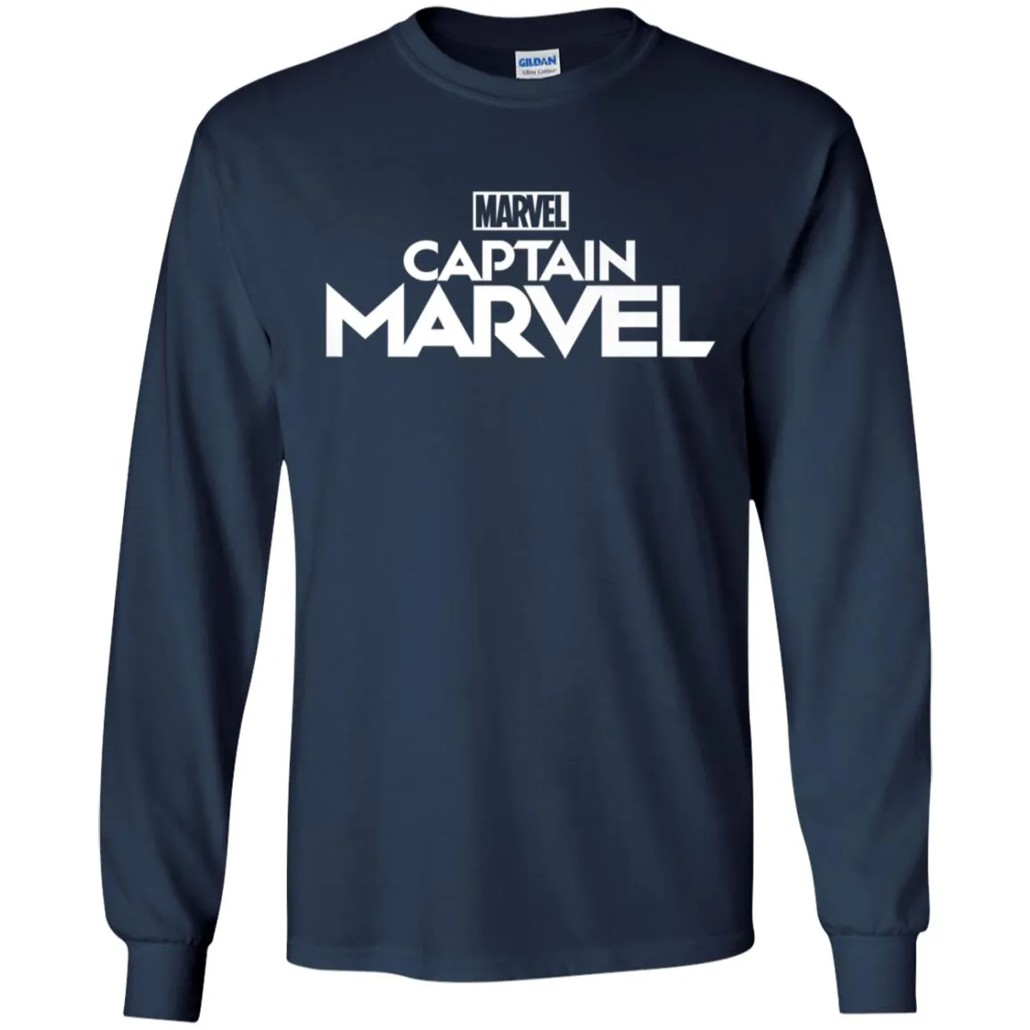 Marvel Captain Marvel Movie Logo White Men Long Sleeve Shirt