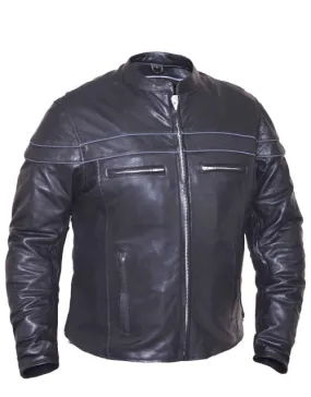 Men's Black Leather Premium Biker Jacket 6037