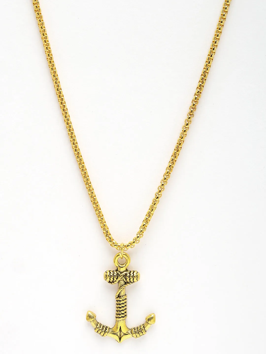 Men's Gold-Plated Stainless Steel Pendant With Chain - NVR