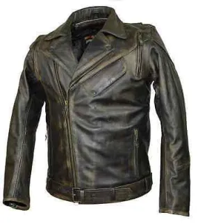 MEN'S MOTORCYCLE DISTRESSED BROWN POLICE STYLE JACKET W/2 GUN POCKETS & VENTS