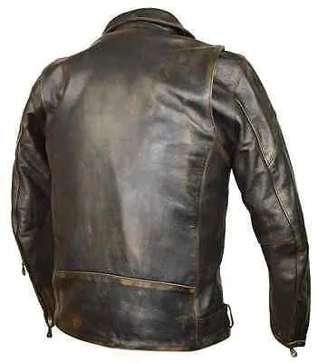 MEN'S MOTORCYCLE DISTRESSED BROWN POLICE STYLE JACKET W/2 GUN POCKETS & VENTS