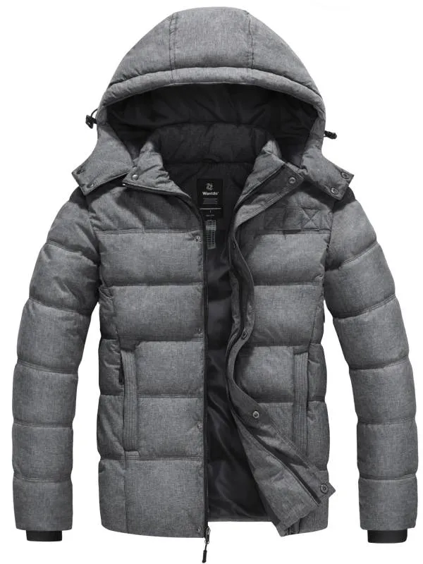 Men's Warm Puffer Jacket Winter Coat with Removable Hood Valley I