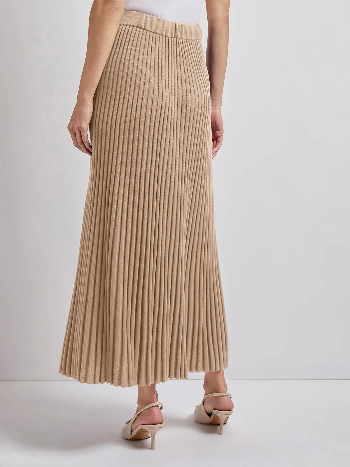 Midi A-Line Soft Ribbed Knit Skirt