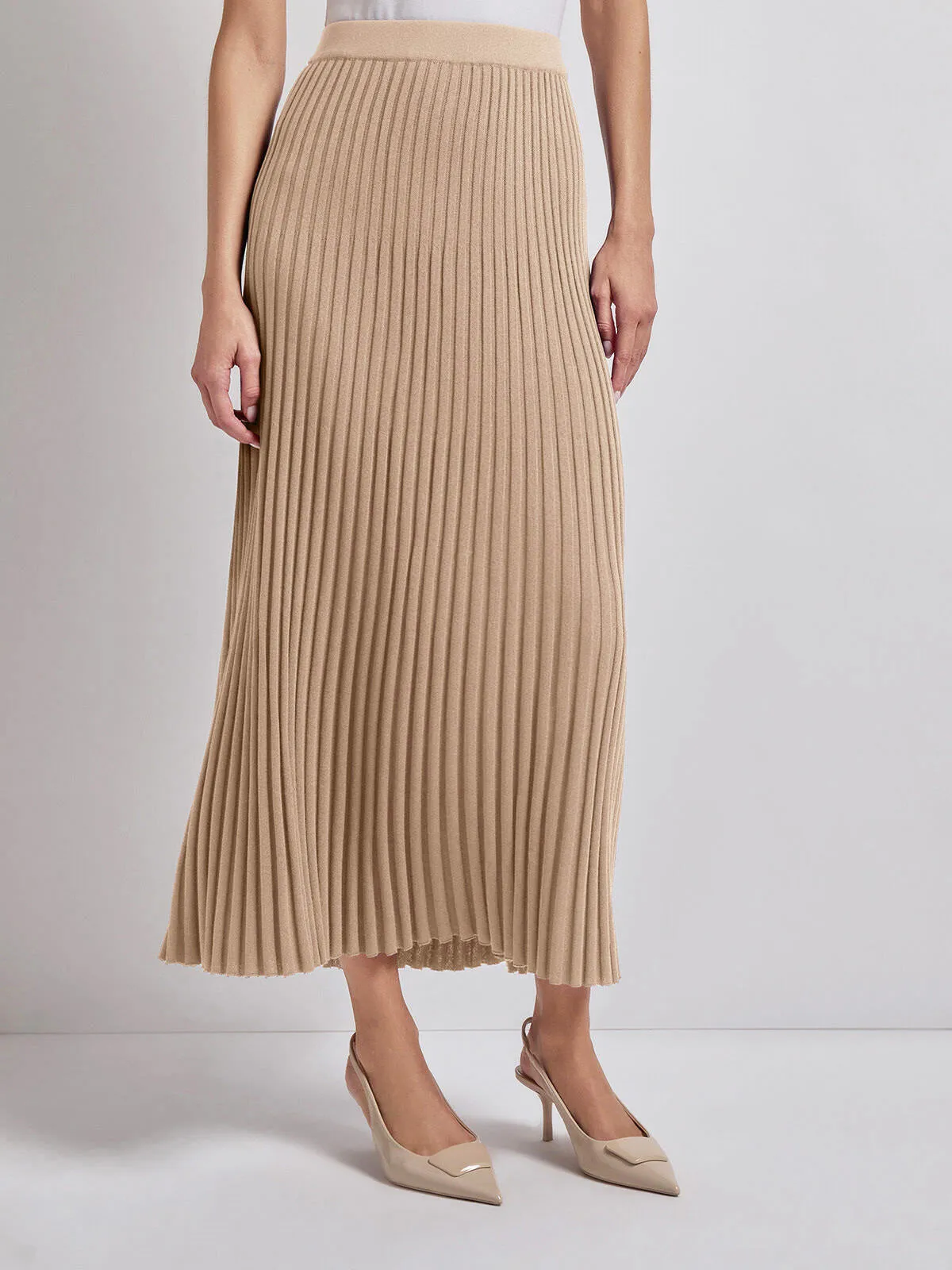 Midi A-Line Soft Ribbed Knit Skirt