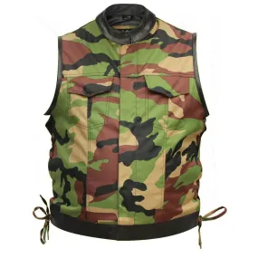 Military Camouflage Leather Combo Biker Gilet