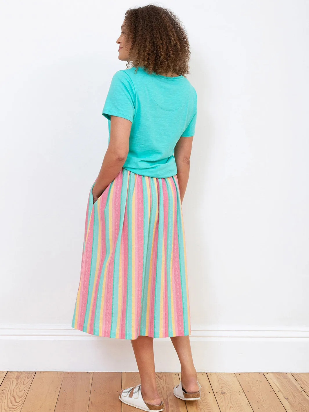 Mudeford button front midi skirt