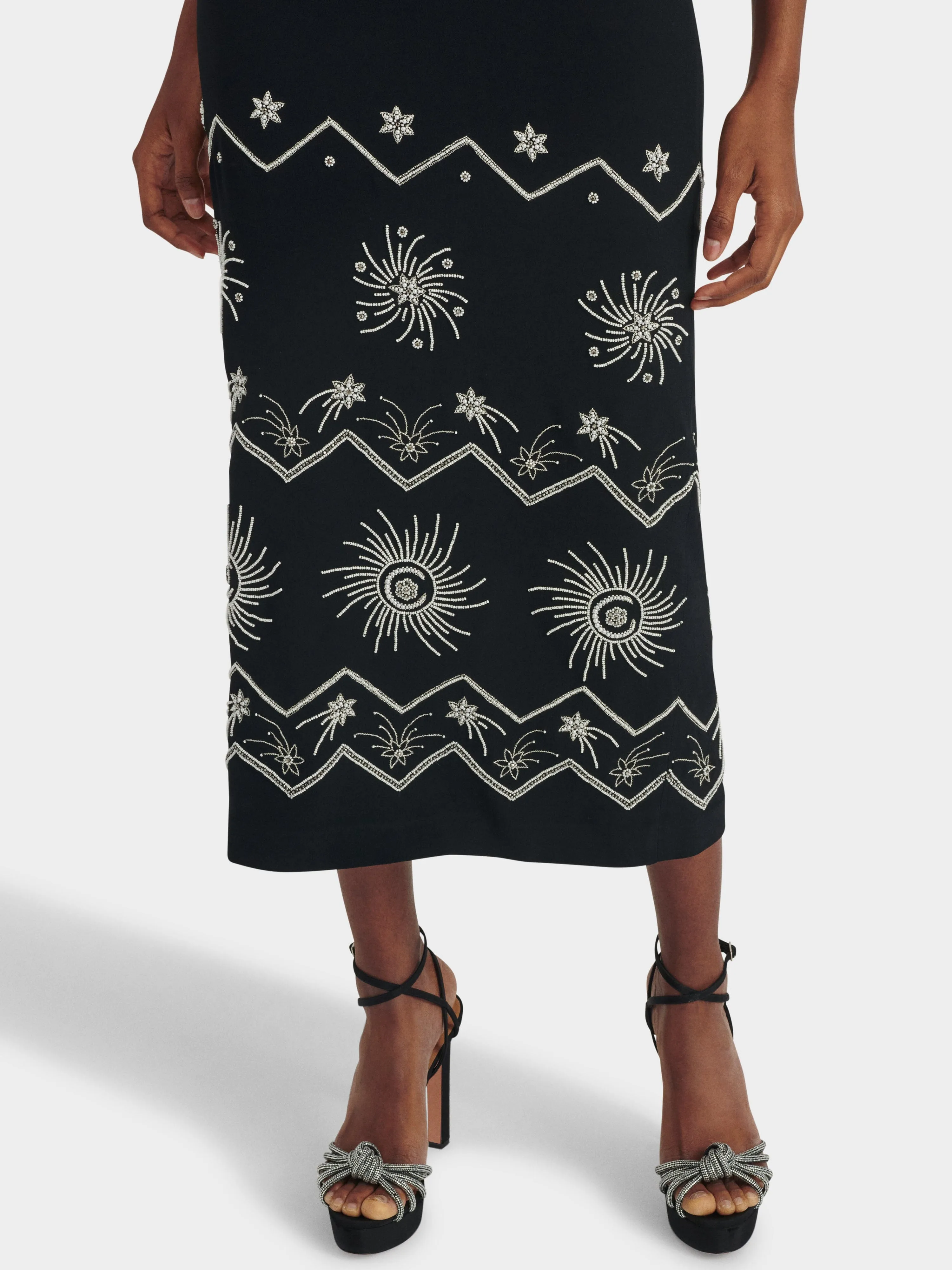 Nat Skirt in Black with Galaxy Embroidery