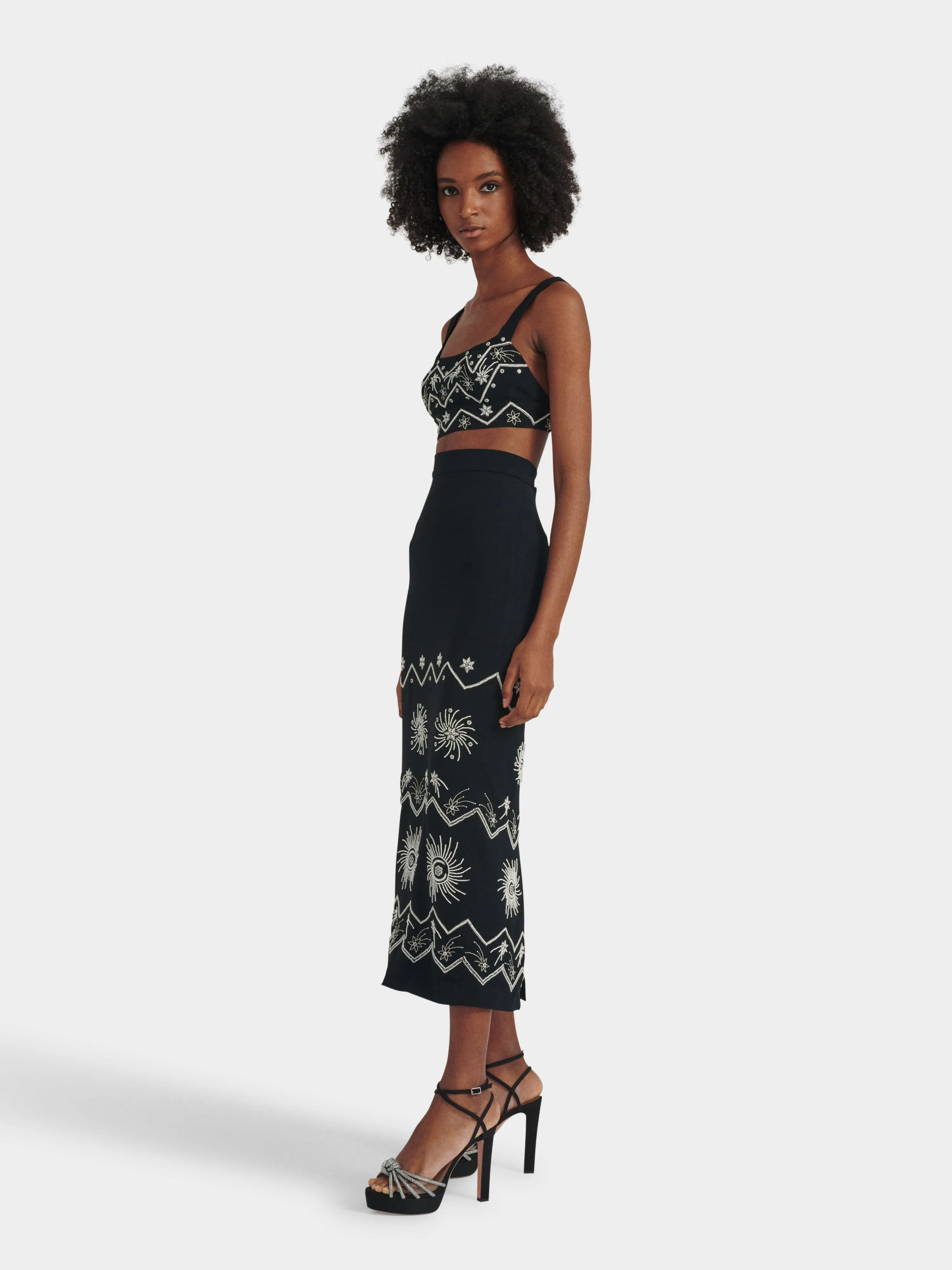 Nat Skirt in Black with Galaxy Embroidery