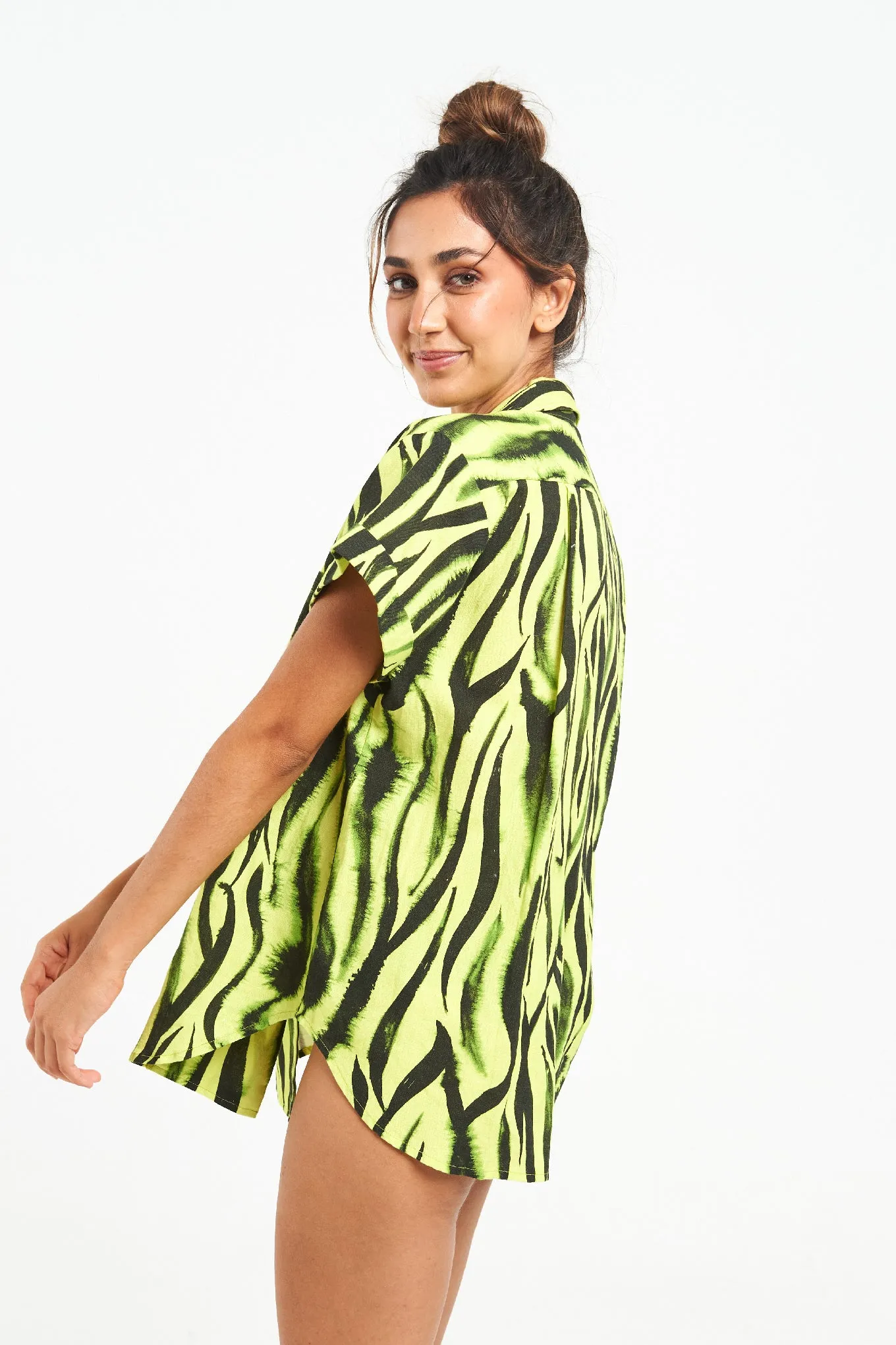 Neon Zebra Hawaiian Shirt