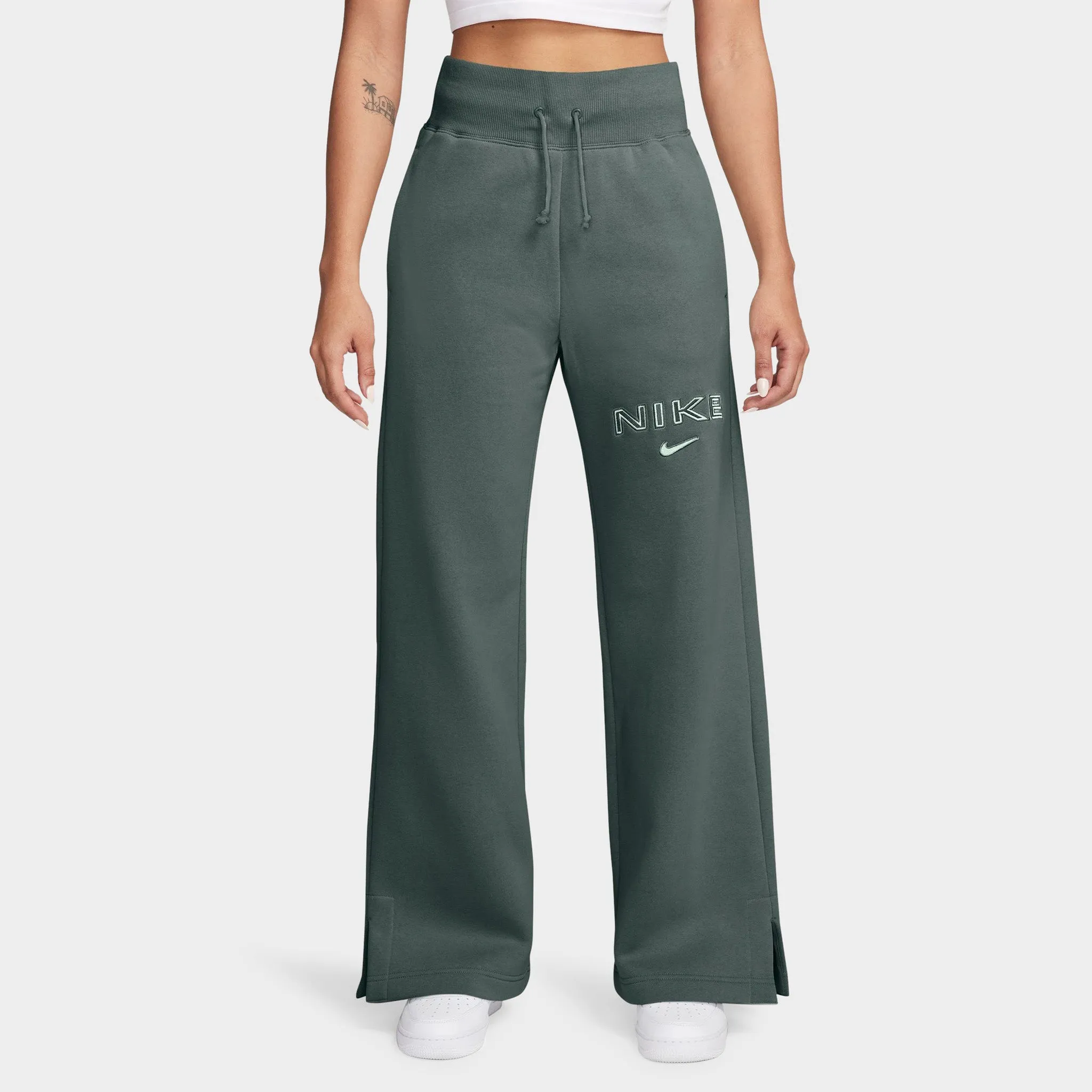 Nike Sportswear Women's Phoenix Fleece High Rise Wide Leg Pants Vintage Green / Jade Horizon