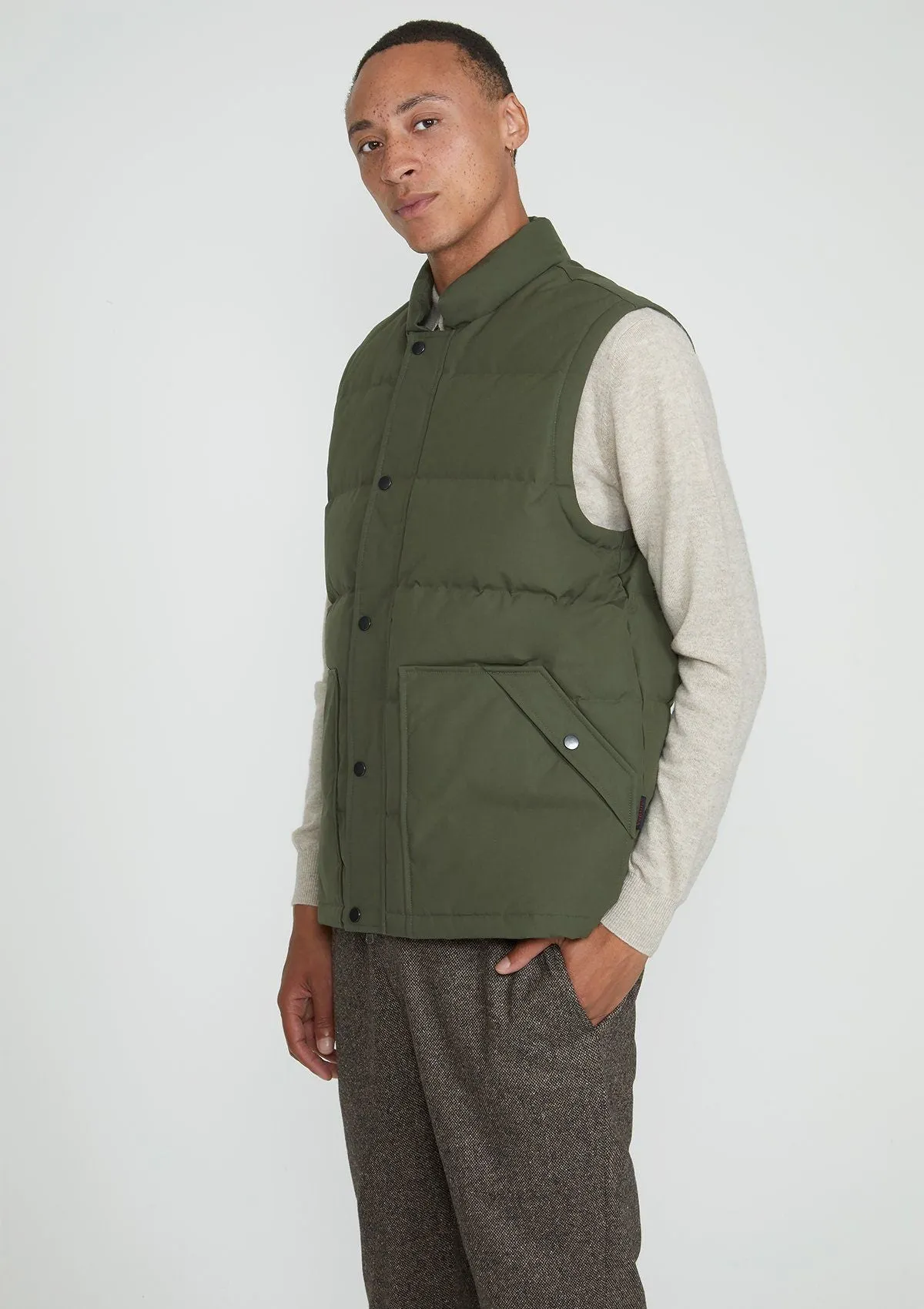 Olive Ventile Organic Cotton Down Gilet