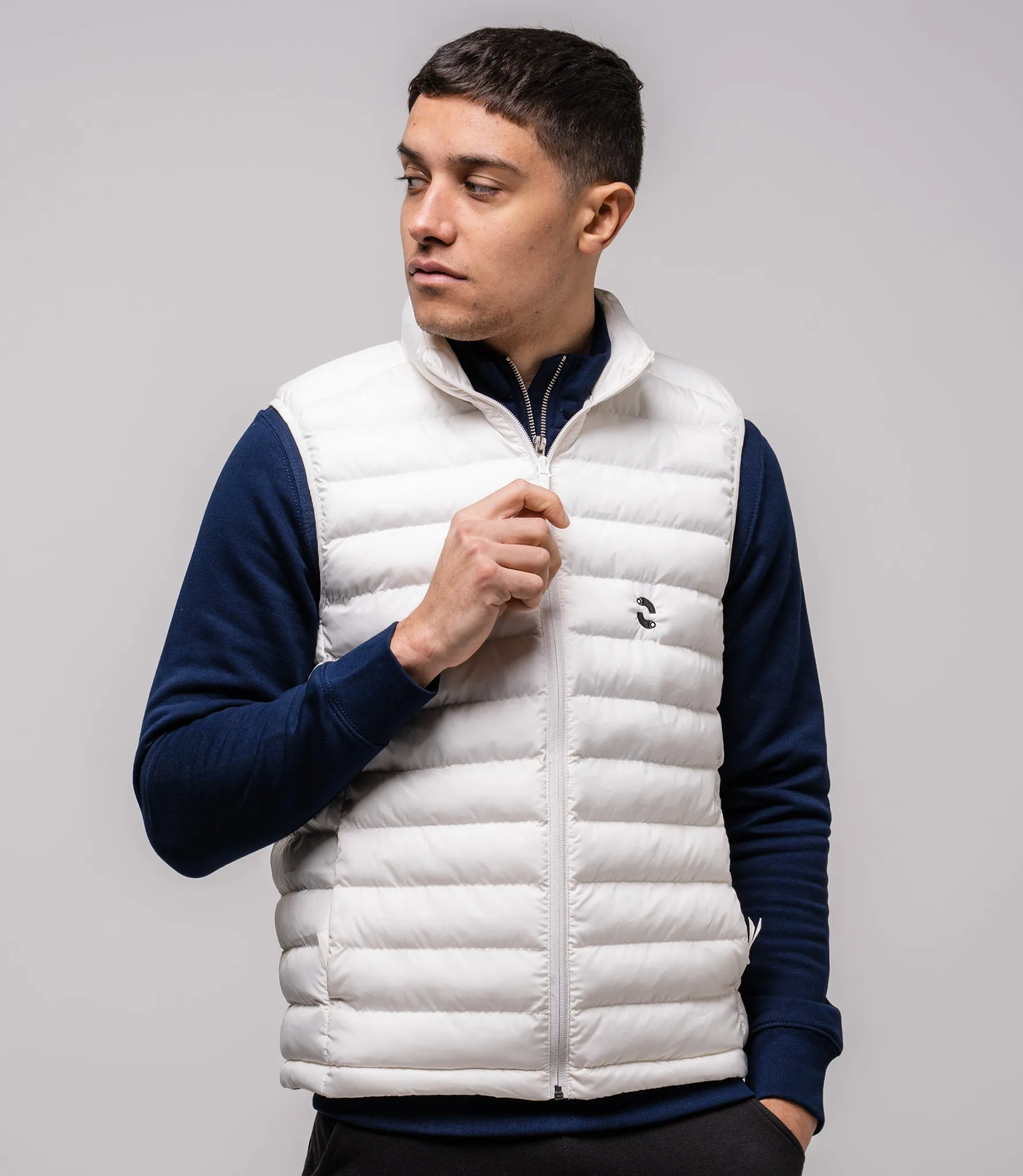 Omnitau Men's Hybrid Recycled Body Warmer Gilet - Off White