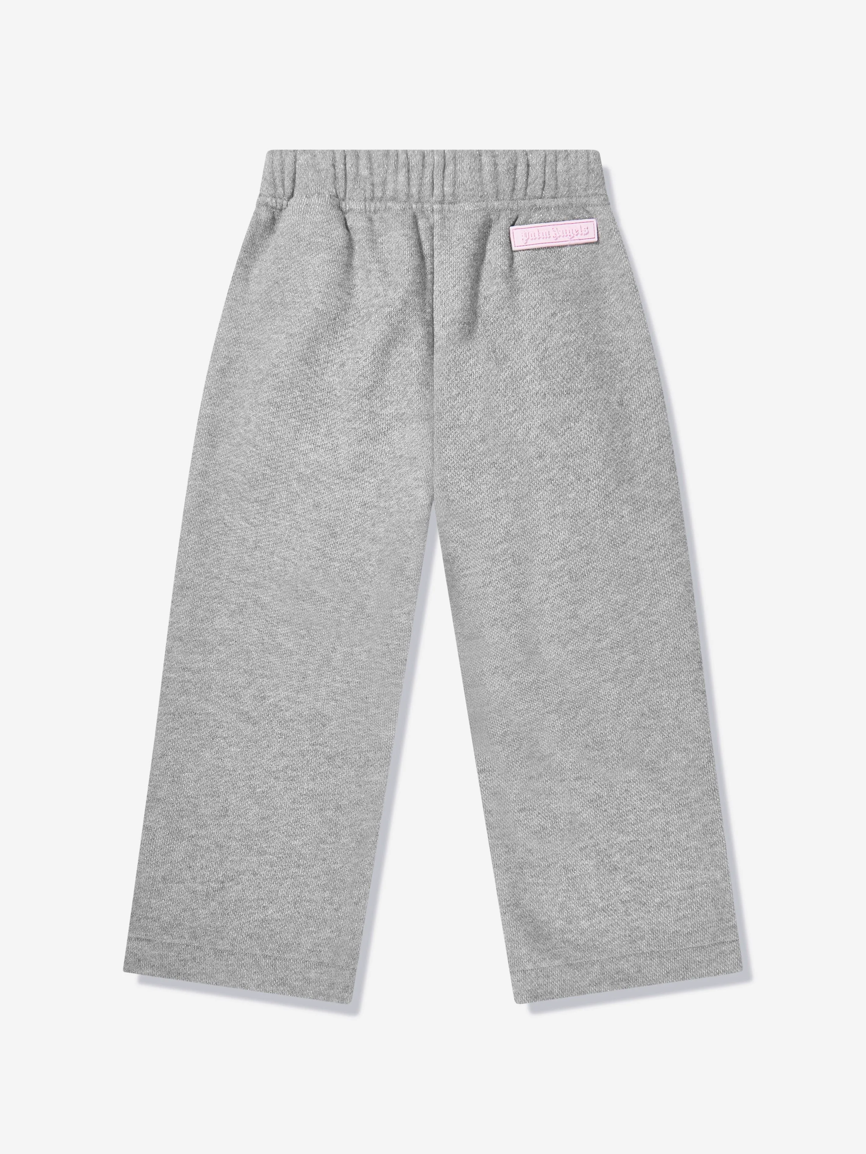 Palm Angels Girls Lurex Wide Leg Sweatpants in Grey