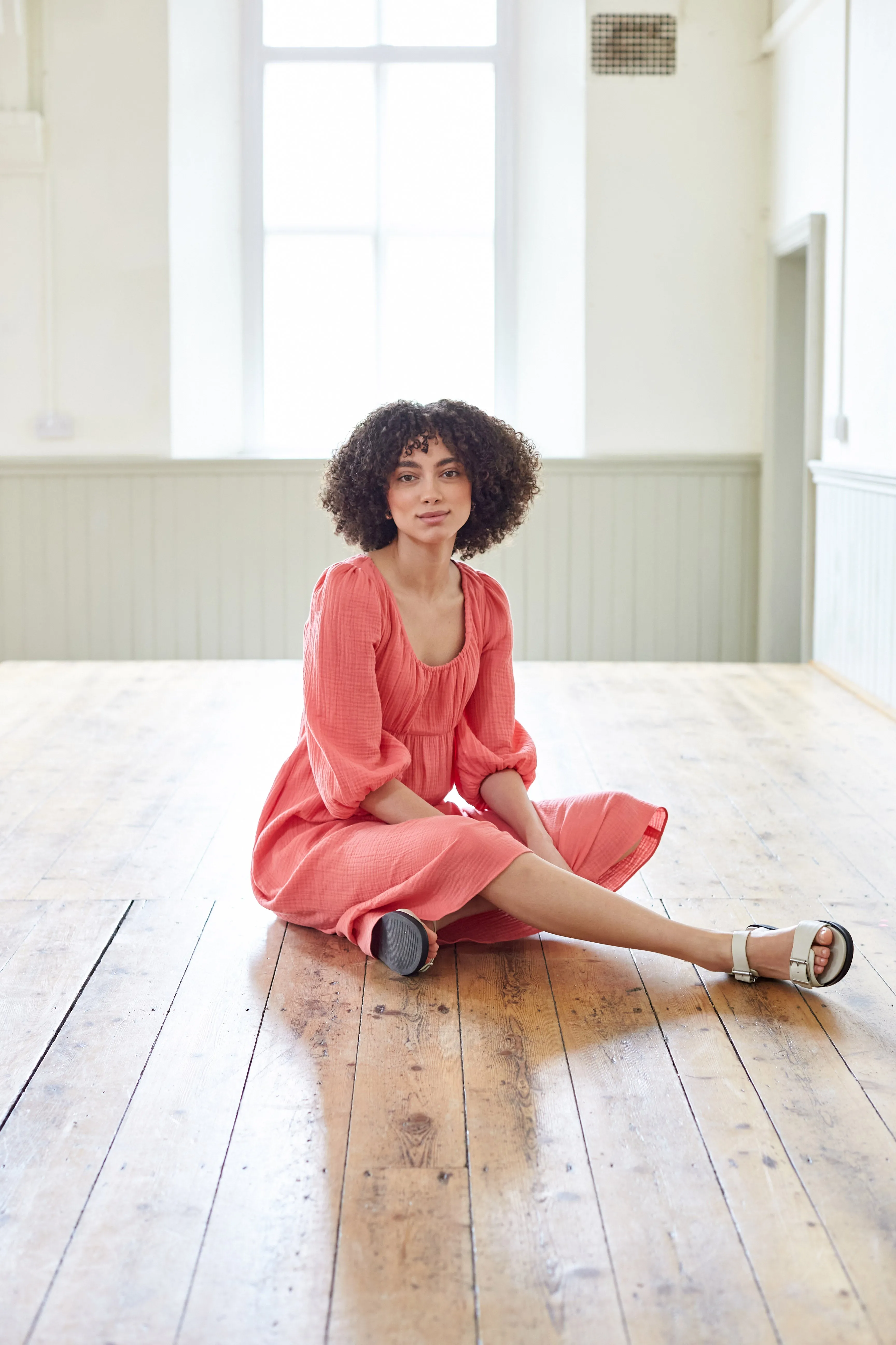 Pavilion Dress in Coral Cotton