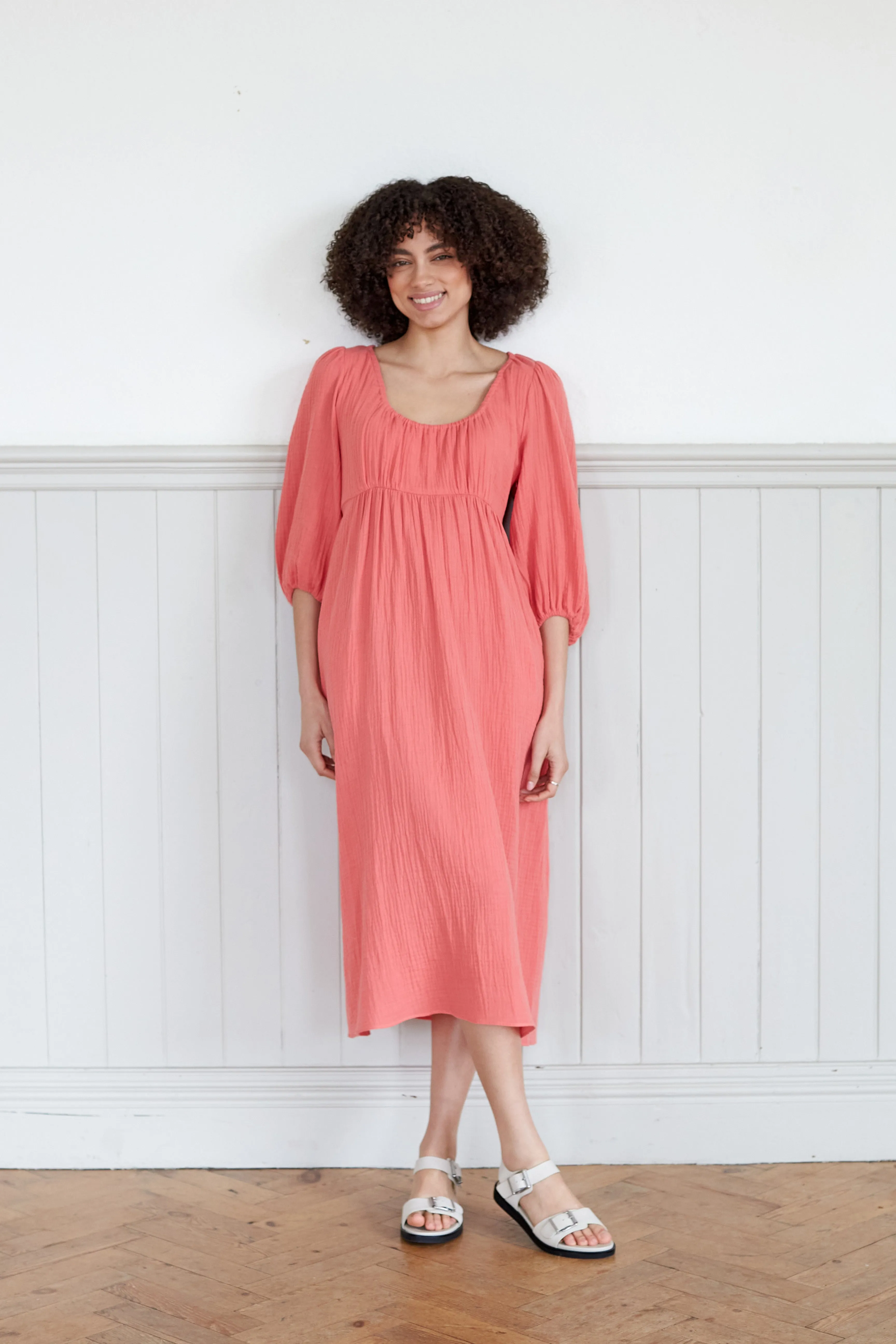 Pavilion Dress in Coral Cotton