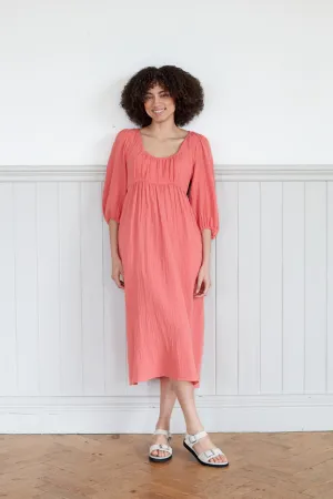 Pavilion Dress in Coral Cotton