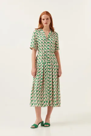 Pink/ Green  Checkerboard Shirt Dress